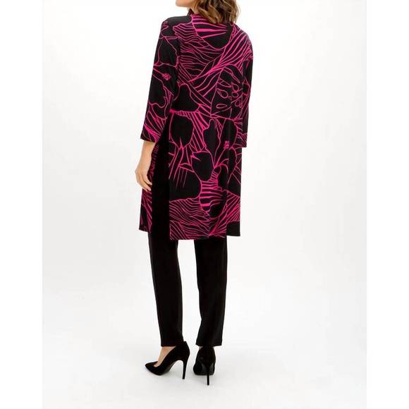 NEW FRANK LYMAN abstract print cardigan in black/fuchsia - Picture 2 of 3